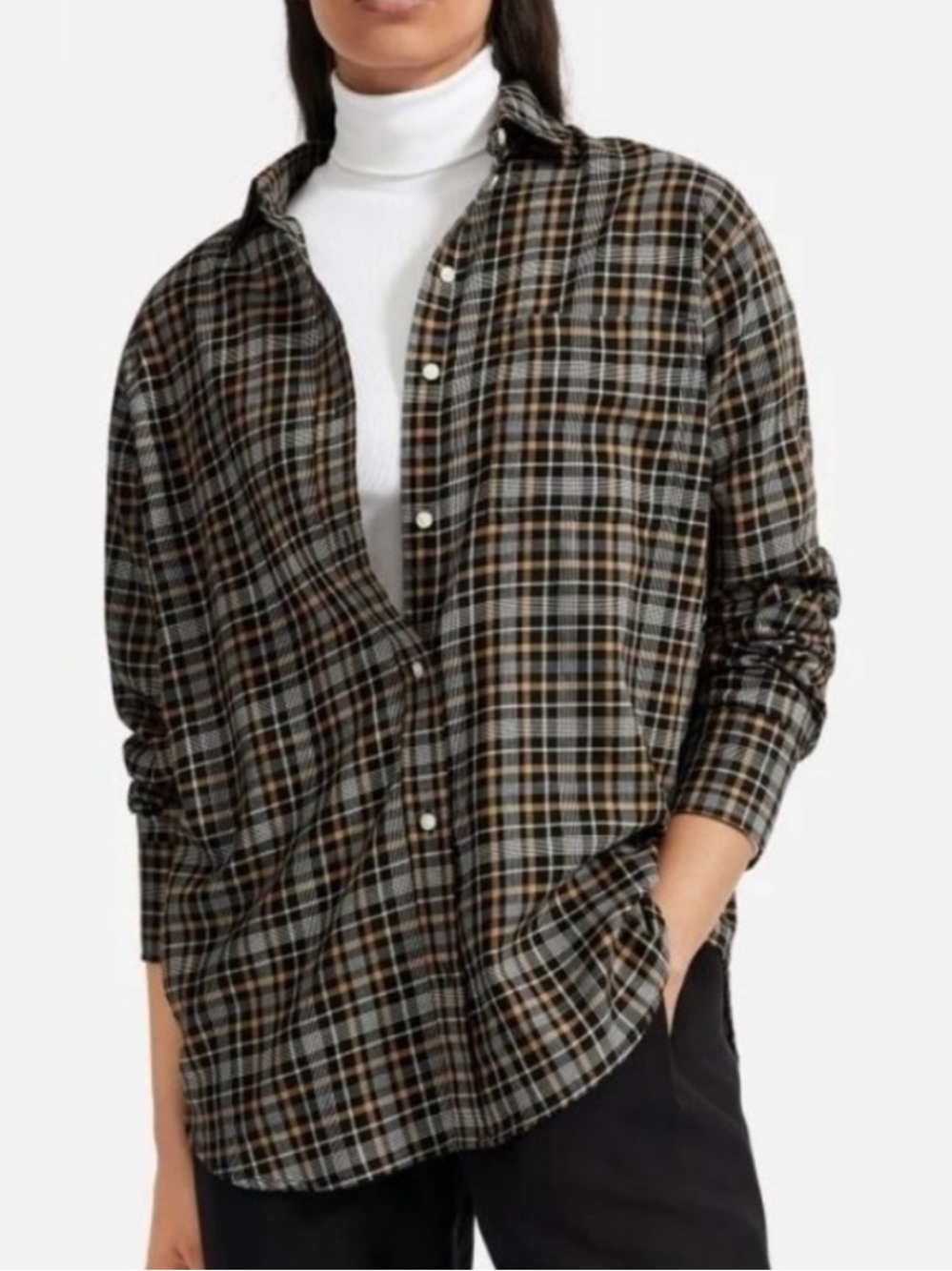 Everlane relaxed brown plaid flannel shirt